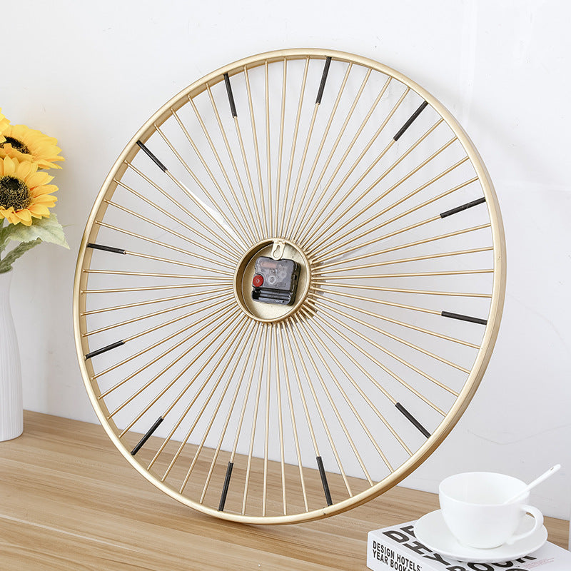 Gold Iron Art Wall Clock - Nordic Minimalist Design