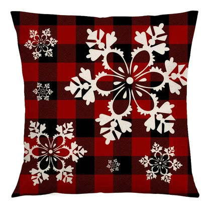 New Year Decorative Throw Pillow Cover in Red Plaid
