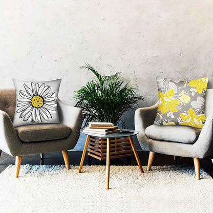 Yellow Linen Decorative Throw Pillow Cover 17.72" x 17.72"