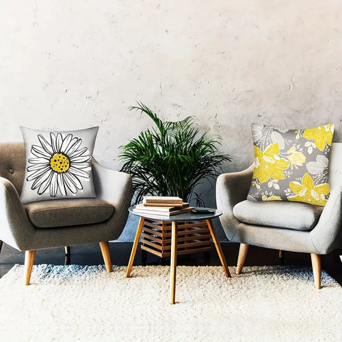 Yellow Linen Decorative Throw Pillow Cover 17.72" x 17.72"