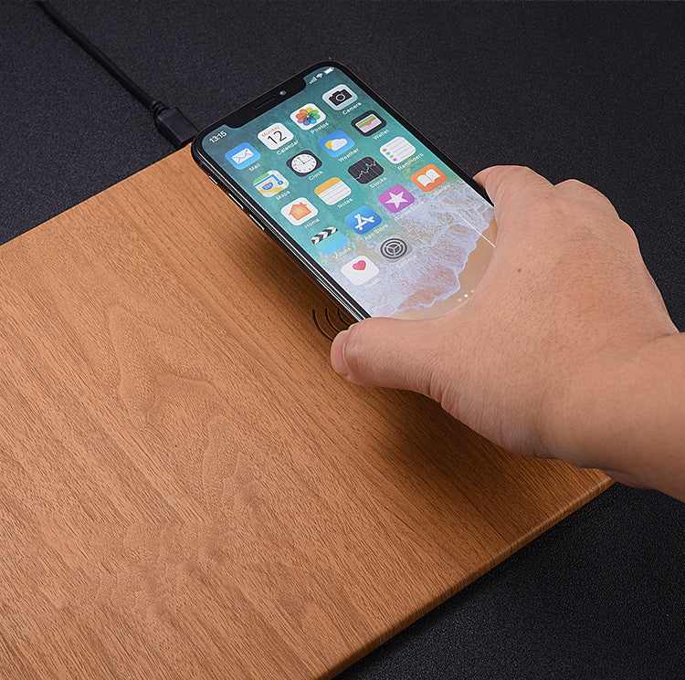 Wood Grain Wireless Charging Mouse Pad and Charger