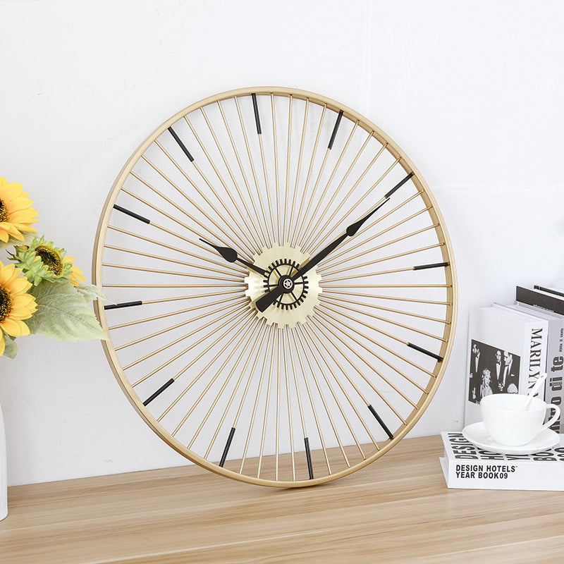 Gold Iron Art Wall Clock - Nordic Minimalist Design