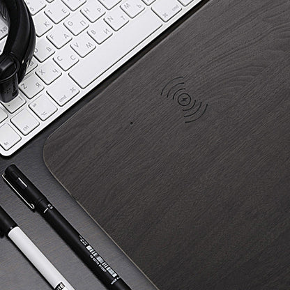 Wood Grain Wireless Charging Mouse Pad and Charger