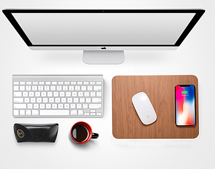 Wood Grain Wireless Charging Mouse Pad and Charger