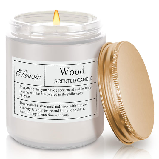 Obisesio Scented Candle Candle for Home Scented Fall Scented Candle for Women Winter Scented Candle Soy Scented Candle for Candle Holder & Home & Bathroom 7 oz Soy Wax 45h Burning Time Wood