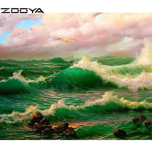 Green Ocean Diamond Painting Wall Art Decor