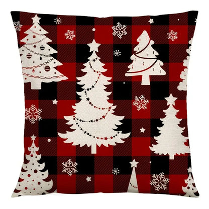 New Year Decorative Throw Pillow Cover in Red Plaid