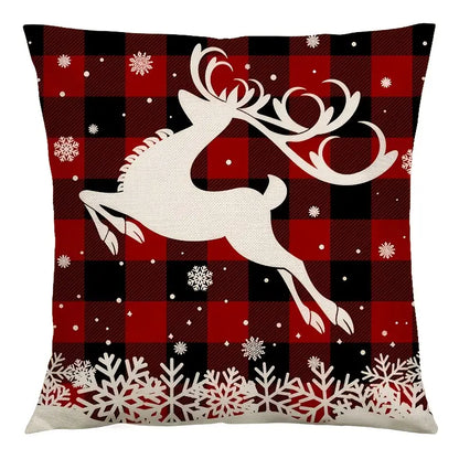 New Year Decorative Throw Pillow Cover in Red Plaid